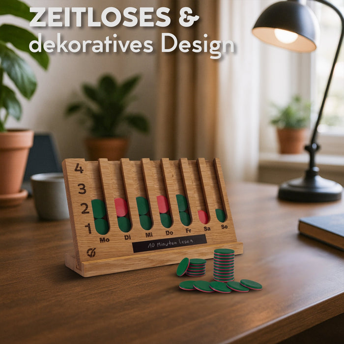 Habit Tracker Holz – zeitloses dekoratives Design im Wohnzimmer