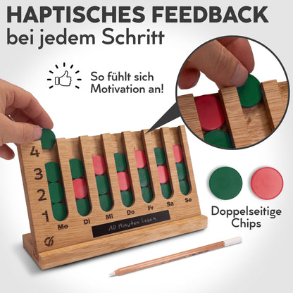 GoalBalance Habit Tracker Holz – haptisches Feedback bei jedem Schritt