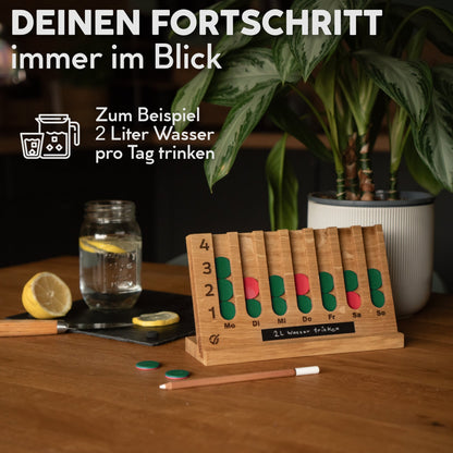 Gewohnheitstracker aus Eichenholz – Fortschritt immer im Blick